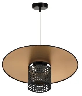 Duolla - Csillár zsinóron TOKYO RATTAN 1xE27/15W/230V átm. 50 cm arany/fekete