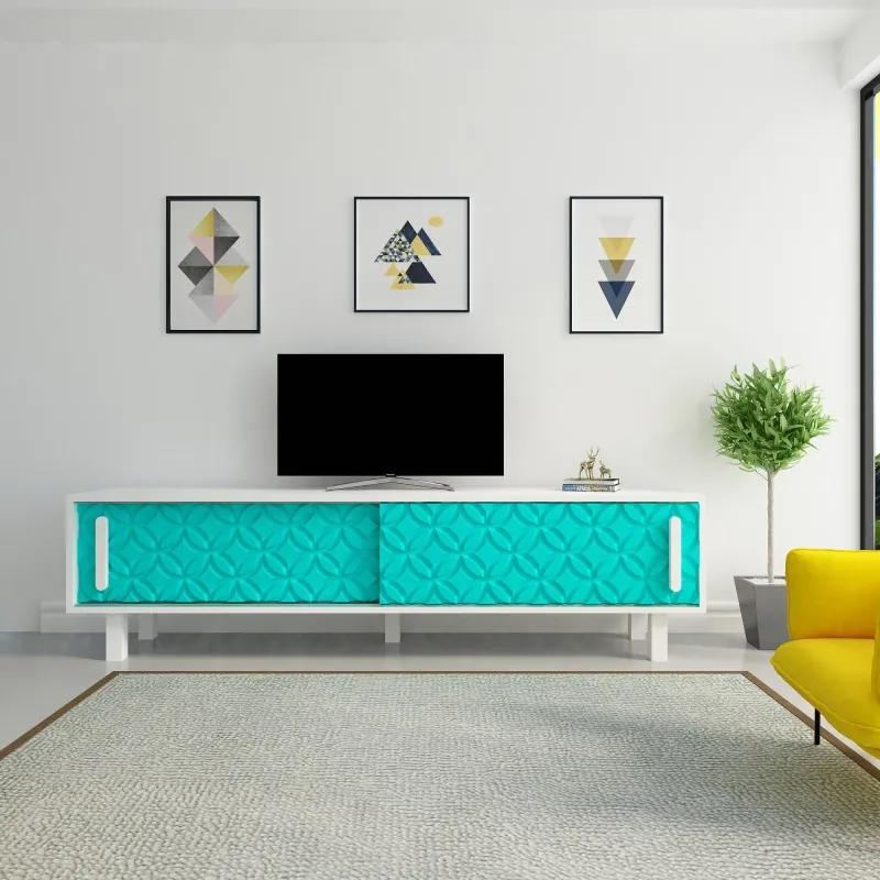 Opa türkiz-fehér tv állvány 180 x 48 x 35 cm
