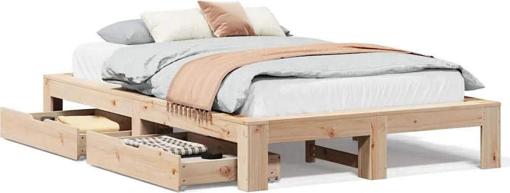 vidaXL tömör fenyőfa ágy matrac nélkül 120 x 190 cm