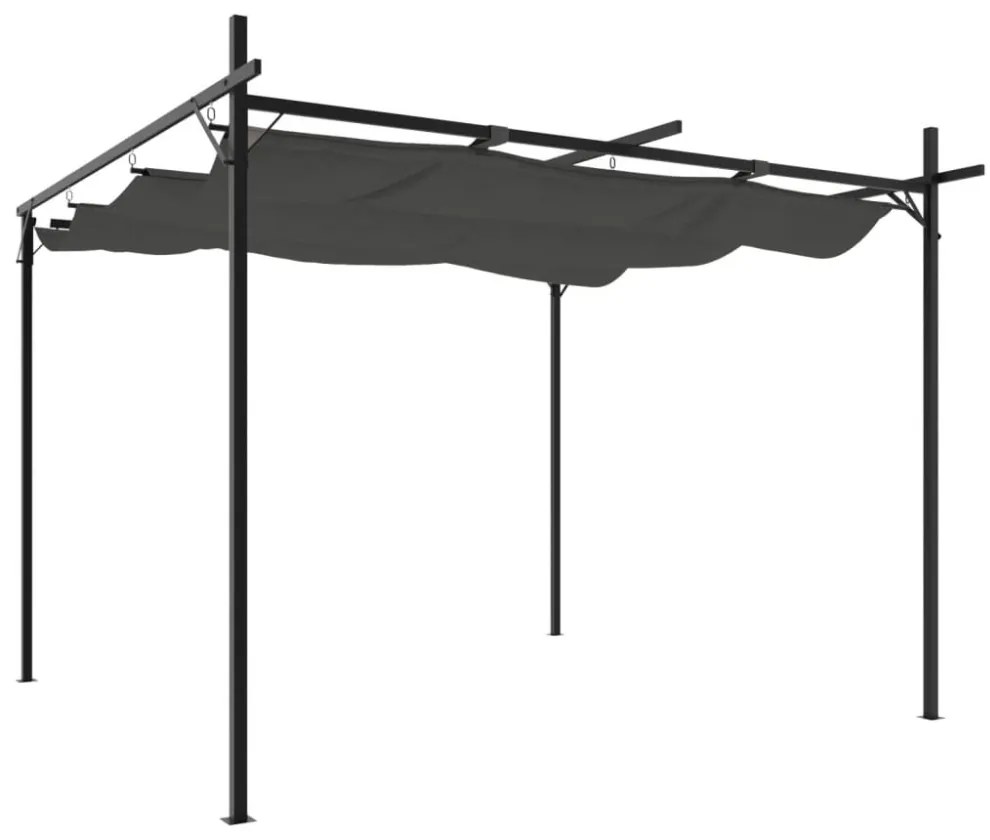 antracitszürke pergola behúzható tetővel 295 x 292 x 230 cm