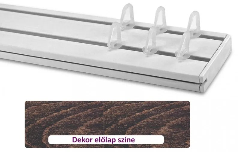 Dió 45 mm-es előlapos kétsoros műanyag mennyezeti sínes karnis 180 cm-es szett