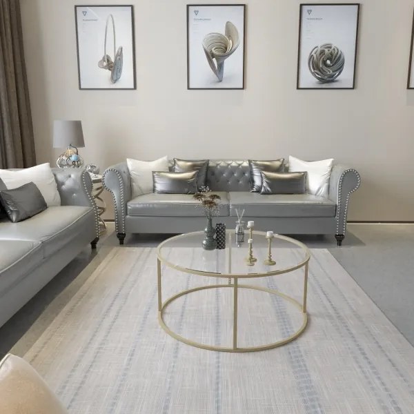 BERLIN konferencia asztal 80x45 cm arany/átlátszó