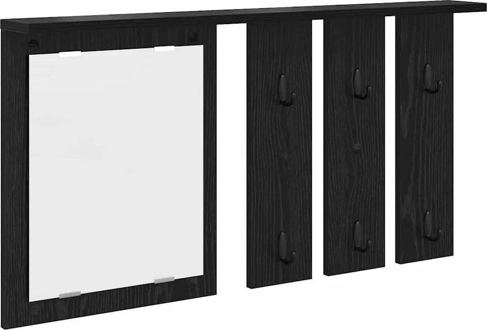 vidaXL Fali Kabáthorog polcokkal Musta tammi 85 x 10 x 45 cm Faanyag