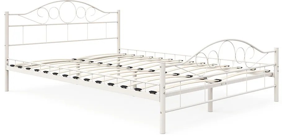 Mimi fém ágykeret ajándék ágyráccsal több méretben és színben-Fehér 140x200cm