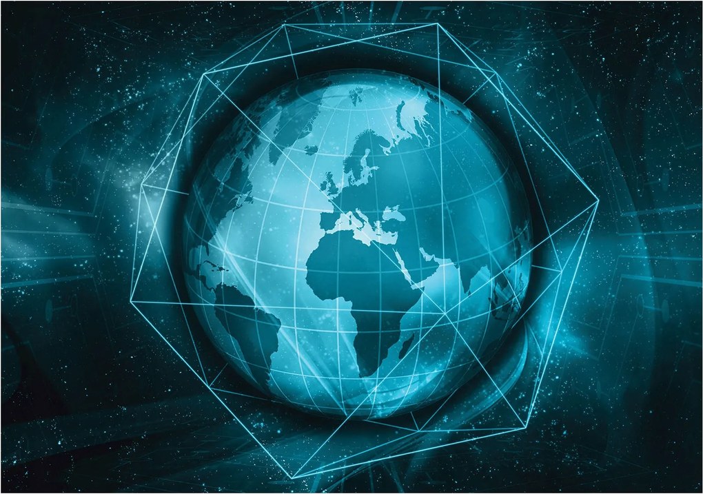 Fotótapéta flizelin Föld geometria kozmosz kék csillagok 350x250 +ragasztó