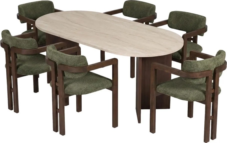Meridia étkezőgarnitúra, travertin-milánói dió, 180 cm – TR199NRD1141