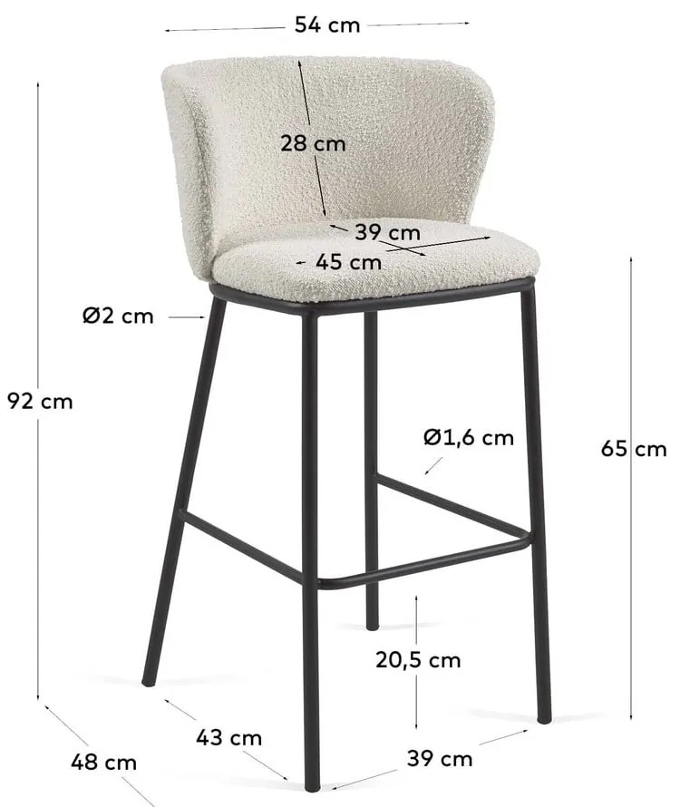 Fehér bárszék (ülésmagasság 65 cm) Ciselia – Kave Home