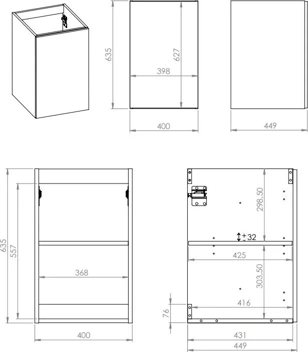 AREZZO design MONTEREY 40 cm-es oldalszekrény 1 ajtóval Matt kék színben
