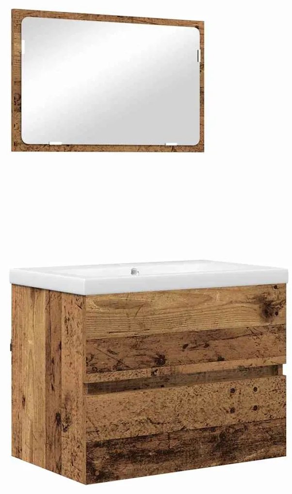 Fürdőszoba bútor szett 3 pcs Régi fa 60 x 38.5 x 45 cm Faanyag