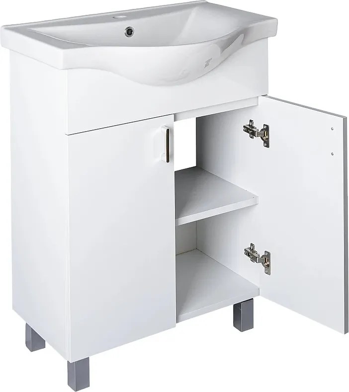 VivaStyle EKONOMIK 65 lábon álló 2 ajtós fürdőszobabútor Sanovit ALBATROS 10065 mosdóval 64,5x46,5