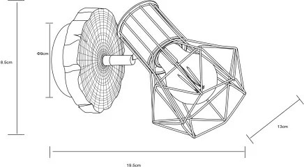 Globo 54017W-1 Spotlámpa fém fekete, műanyag fa megjelenés, fém fekete, SZxM: 130x185mm, AL: 195mm, fényforrás nélkül szállítva 1x E27 60W 230V