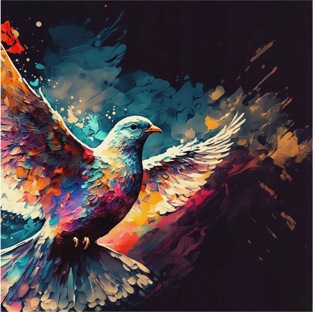 Flizelin tapéta Divatos 3D fali ragasztó Színes madár 250x250 ragasztó