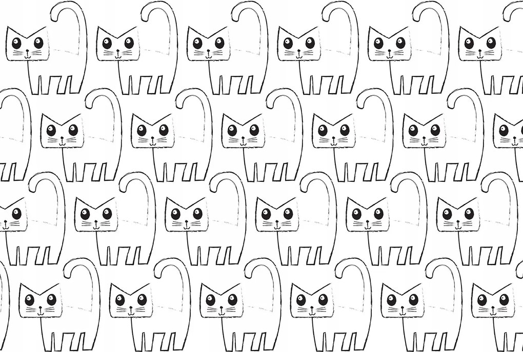 Fotótapéta Fekete macskák fehér alapon vinil 460x300 +ragasztó