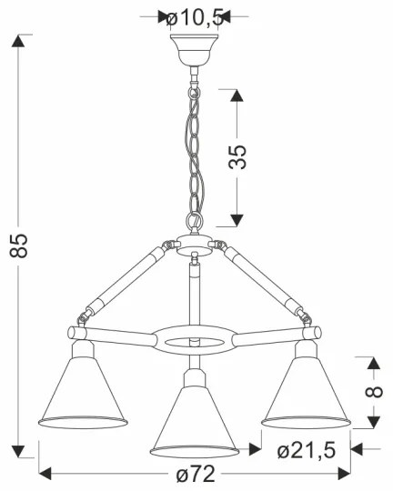 Láncos csillár NEGRU 3xE27/40W/230V fekete/barna