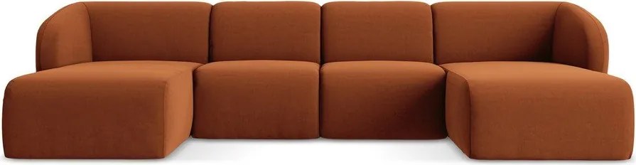 Terrakotta színű bársony sarokkanapé (U alakú) Lani – Makamii