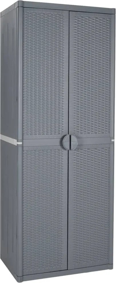 vidaXL szürke PP rattan kerti tárolószekrény 65 x 45 x 172 cm