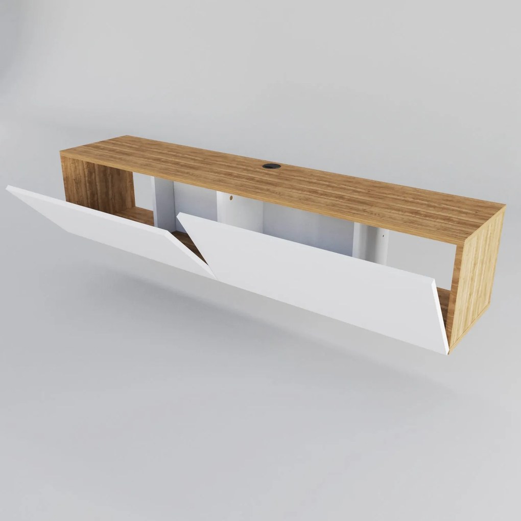 TV szekrény Poling - White, Walnut