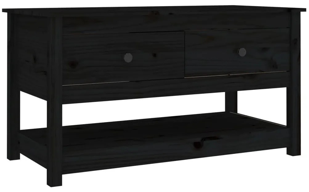 Fekete tömör fenyőfa dohányzóasztal 102 x 49 x 55 cm