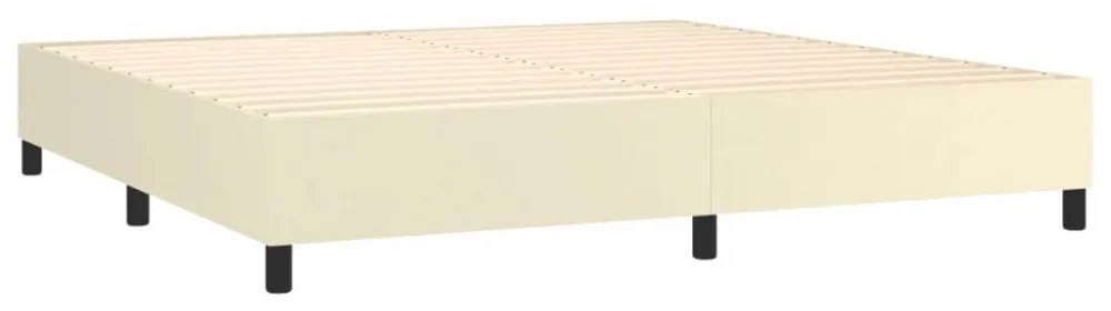 krémszínű műbőr rugós ágy matraccal és LED-del 200x200 cm