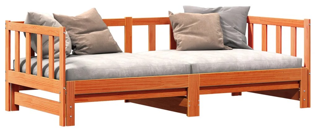 Napágy kihúzható ággyal Wax Brown 180x200 cm Tömör fenyőfa