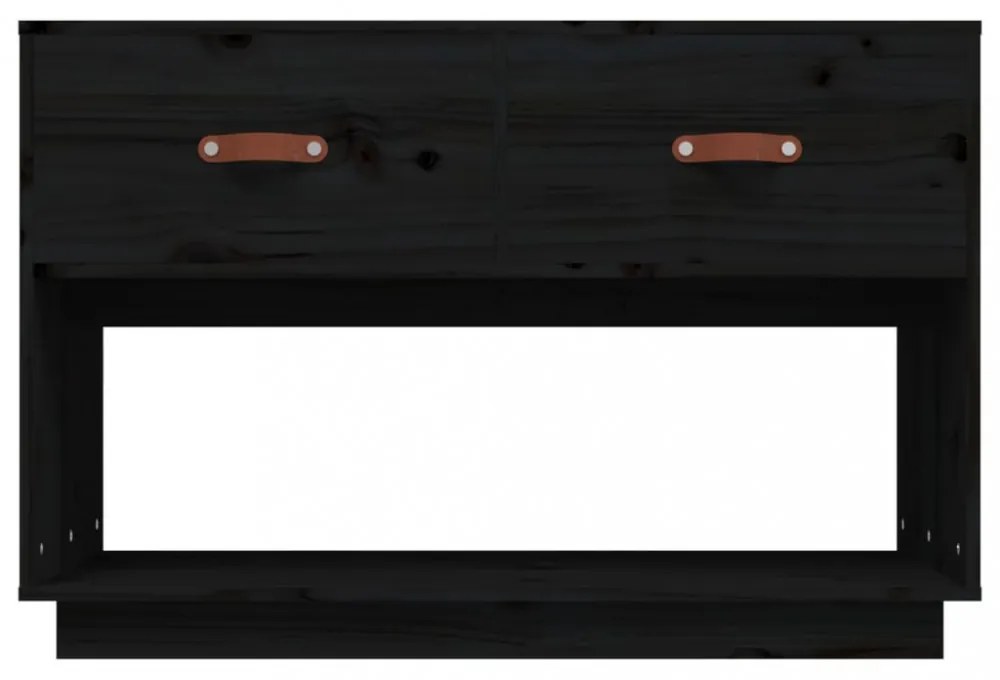 fekete tömör fenyőfa TV-szekrény 90x40x602 cm