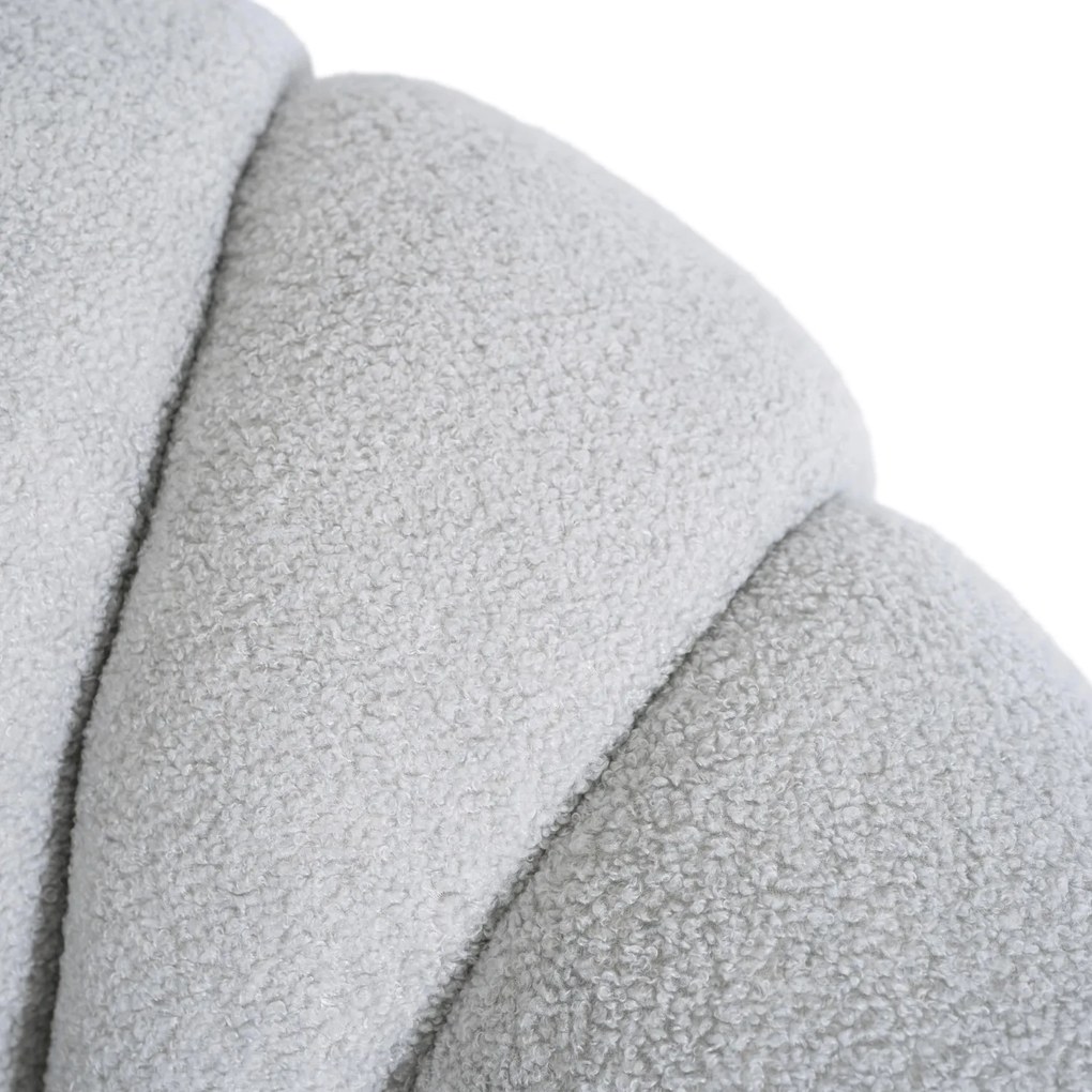 Designer Fotel Lábtartóval Szürke Bouclé Szövettel. PETTIT