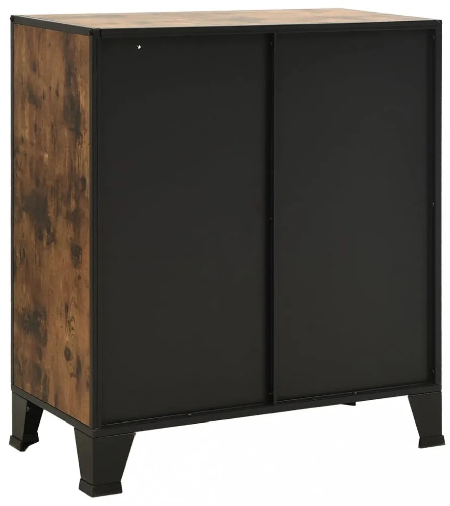 rusztikus barna fém és MDF tárolószekrény 72 x 36 x 82 cm