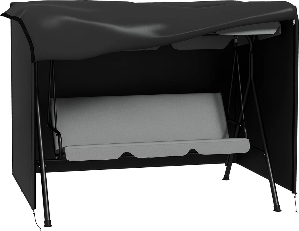 Outsunny Hollywood Swing Takaró 3 Üléses, Vízmentes Télen is Használható Védő Takaró Kerti Hintaágyhoz, UV-álló Takaró, Szakadásálló 600D Oxford Szöve