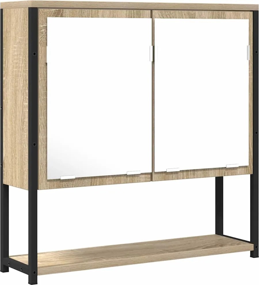 vidaXL Fürdőszobai tükör Bézs 60 x 16 x 60 cm Üveg és Műszaki Fa
