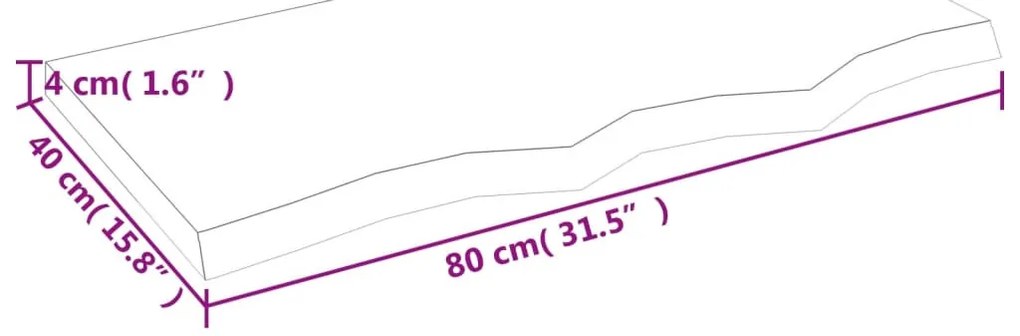 kezeletlen tömör fa fürdőszobai pult 80x40x(2-4) cm