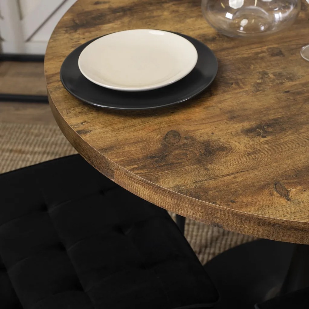 LINO Masă 100 cm Stejar rustic/negru