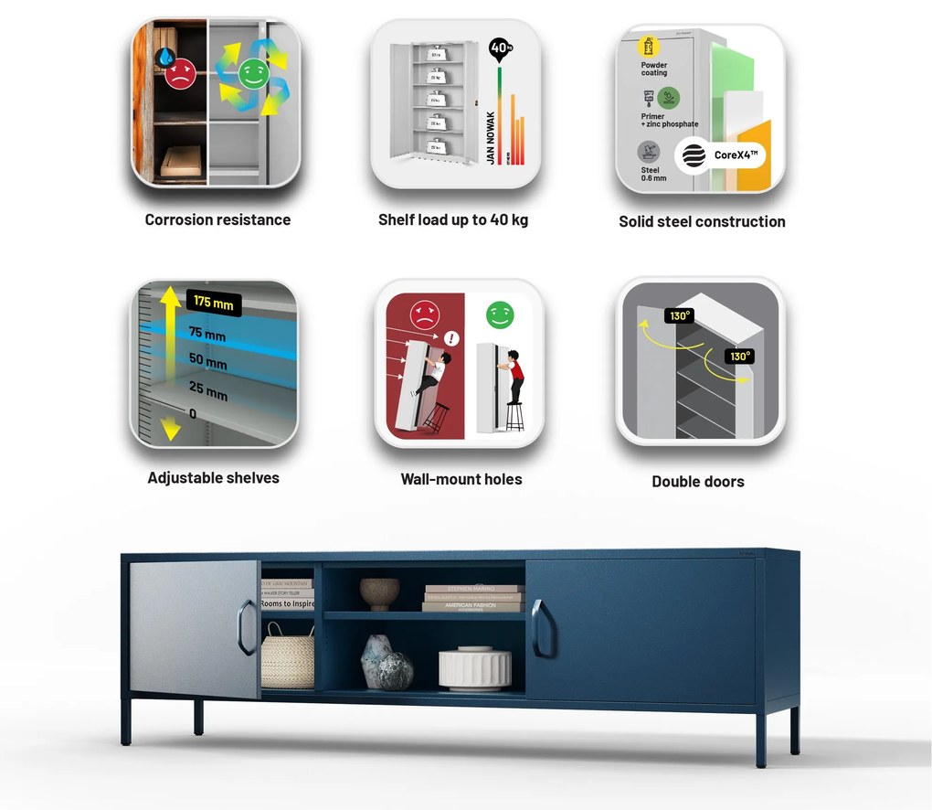 XL ROSARIA RTV SZEKRÉNY – SÖTÉTKÉK (1700 x 400 x 500)