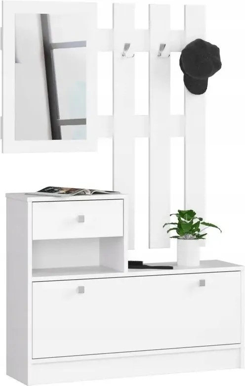 Öltözőszekrény bútor szett fehér akasztós szekrény tükör Akd