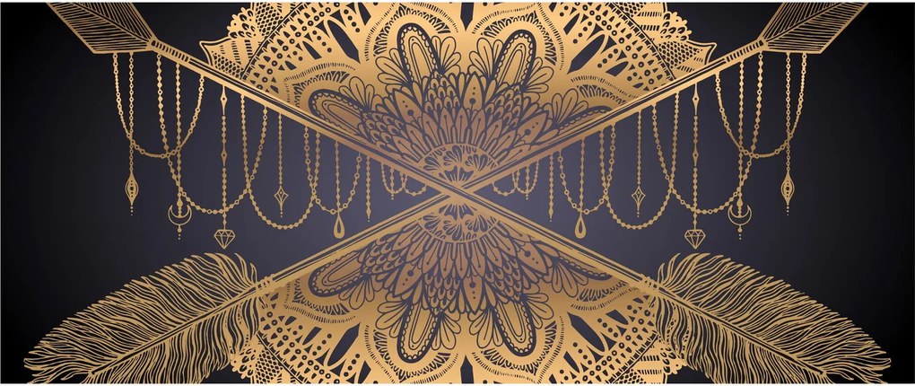 Kép - Arany mandala nyilakkal (120x50 cm)