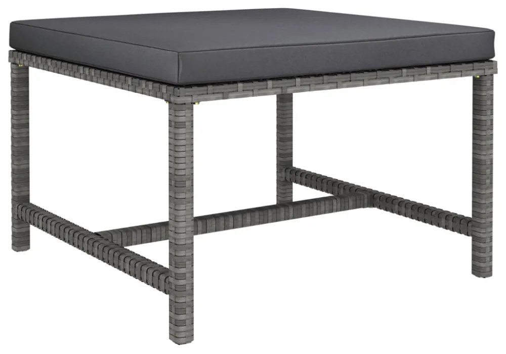 8 részes szürke polyrattan kerti bútorszett párnákkal