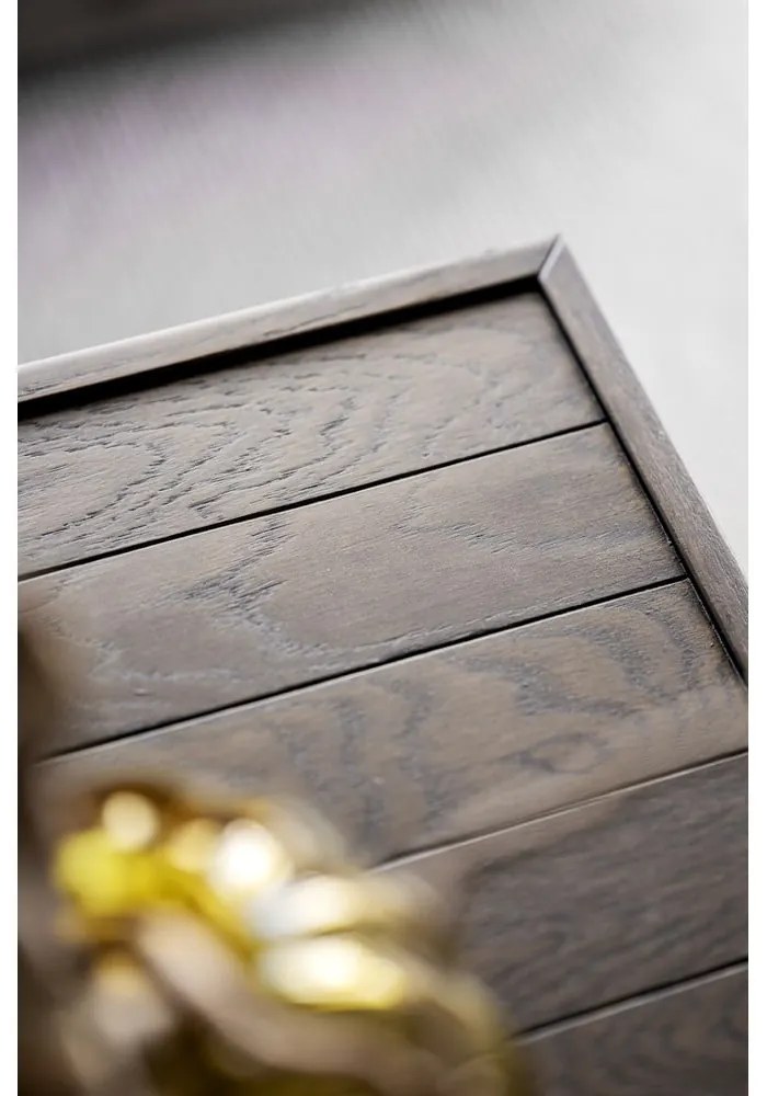 Sötétbarna dohányzóasztal tölgyfa asztallappal ø 80 cm Deerfield – Rowico