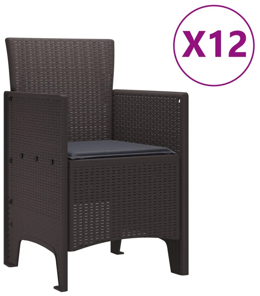 13 részes Kerti Étkező Szett párnákkal Barna Poly Rattan