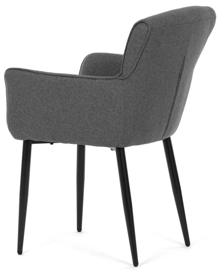 Elegáns Karos Étkezőszék, könnyen tisztítható szürke szövet, matt fekete lakkozású fém lábak
