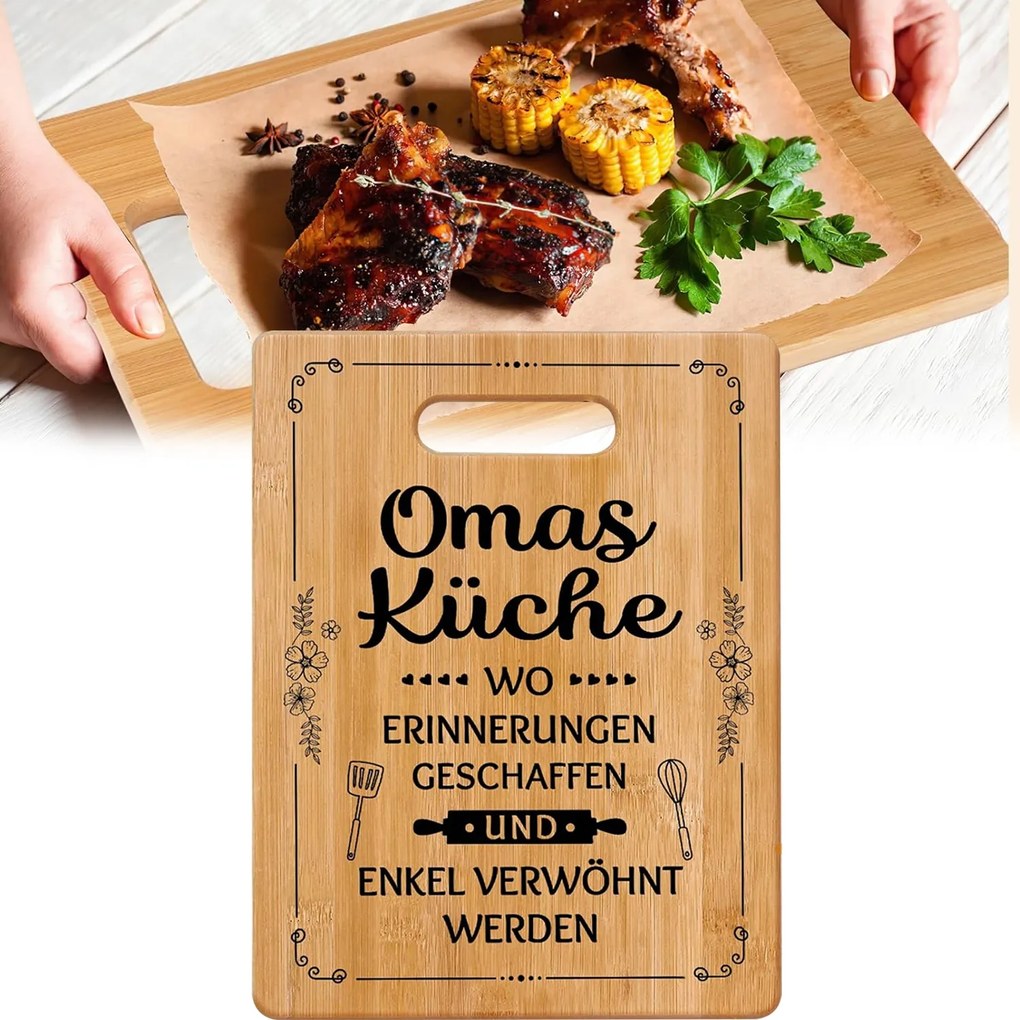 Edge bambusz vágódeszka 28*22CM nagyi szülinapi ajándékához