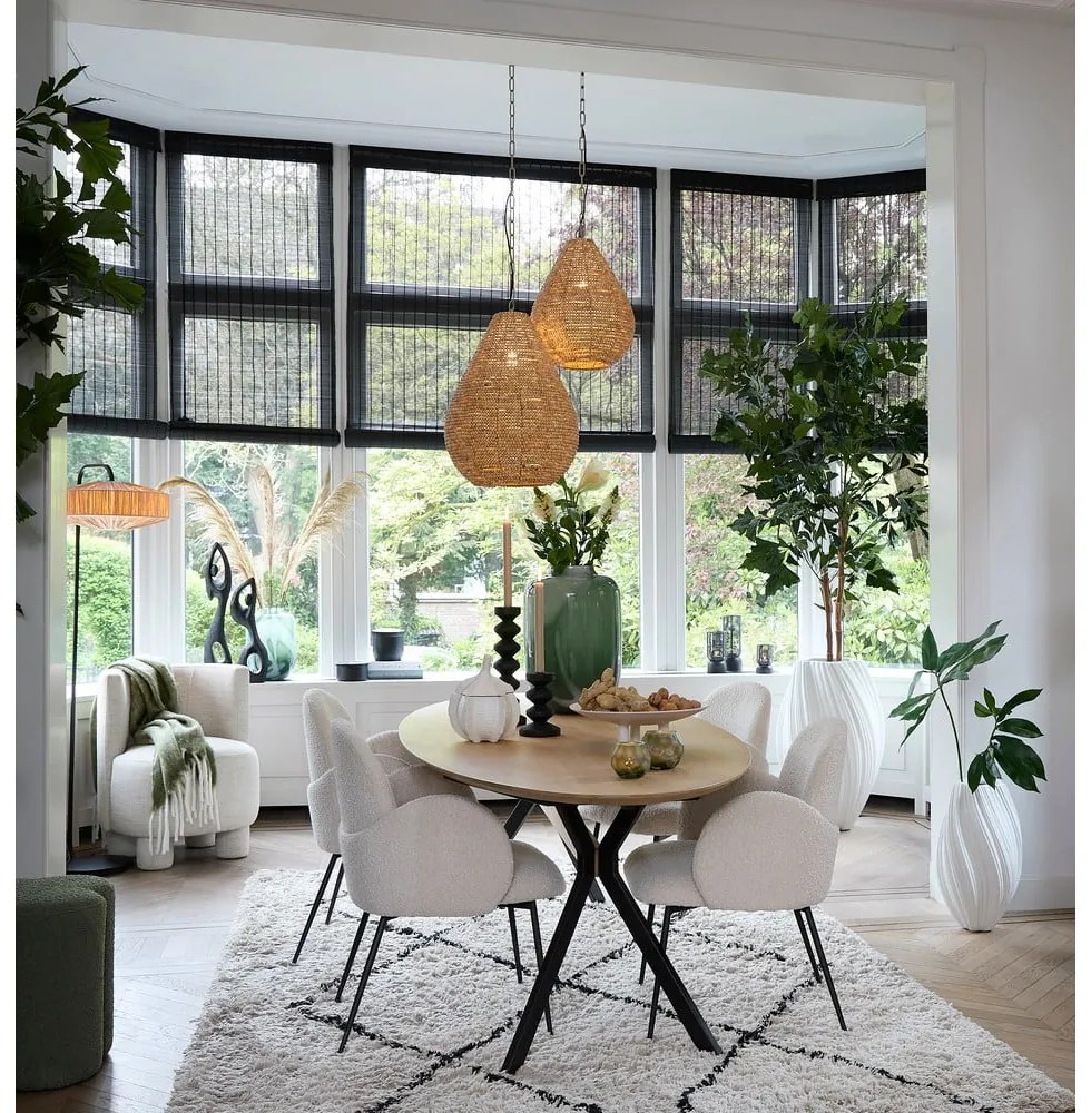 Natúr színű függőlámpa fa búrával ø 40 cm Kabinda – Light &amp; Living