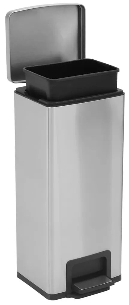 ezüst ujjlenyomat-mentes rozsdamentes-acél pedálos kuka 30L