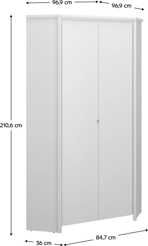 Sarokszekrény 2D, fehér, ERODIN