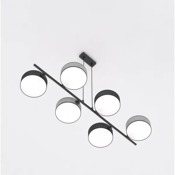 Zsinóros csillár DRUMZ 6xE14/10W/230V fekete/szürke