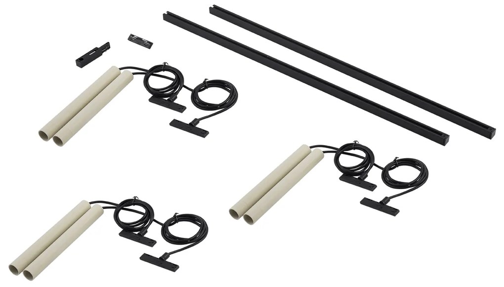 Modern sínrendszer 6 függőlámpa beépítéssel bézs és fekete színben 1 fázisú - Slimline Keno