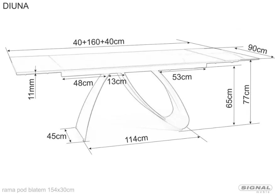 Diuna bővíthető kerámia étkezőasztal matt fehér 160-240 cm