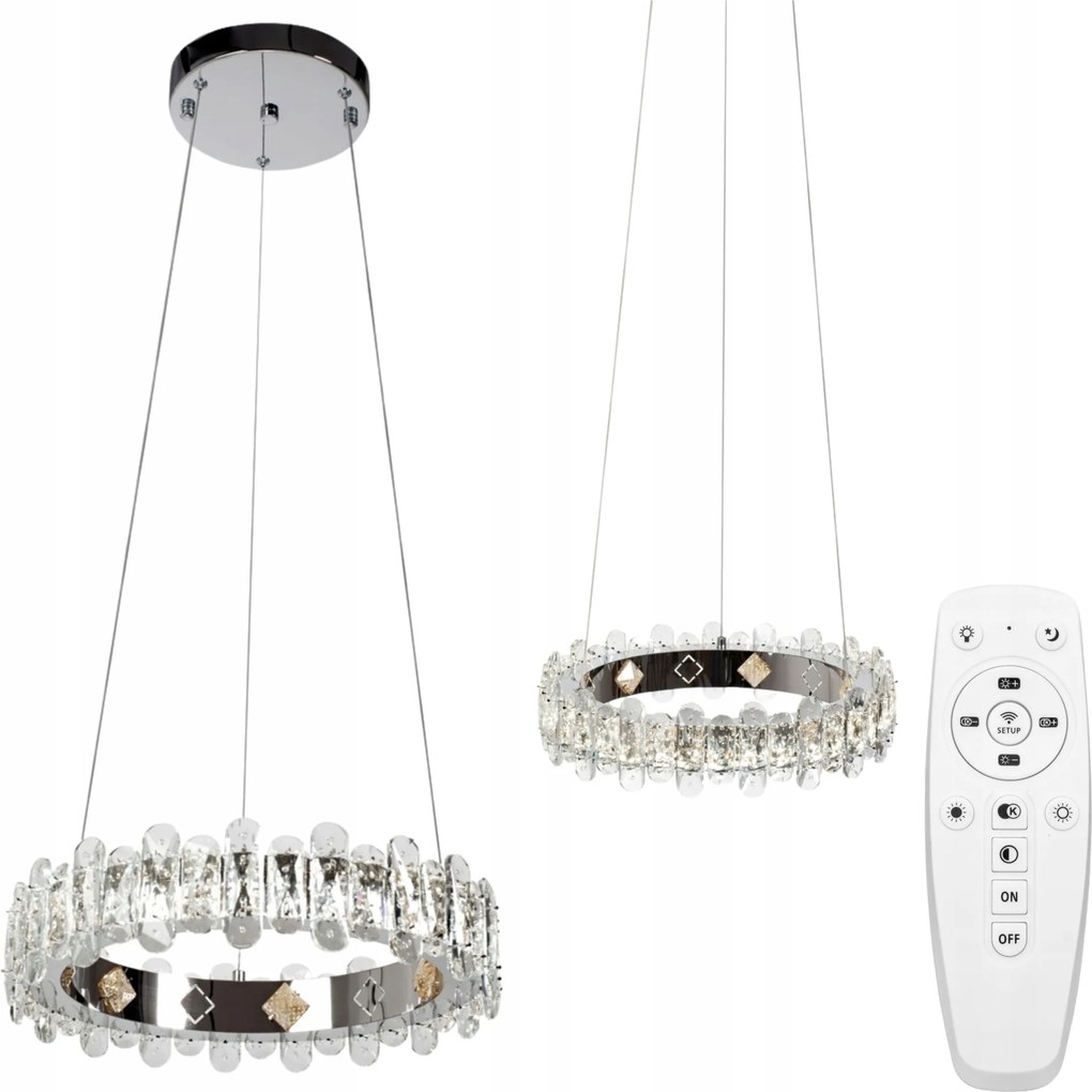 Kristály Mennyezeti Lámpa Elegáns Króm Led Távirányító