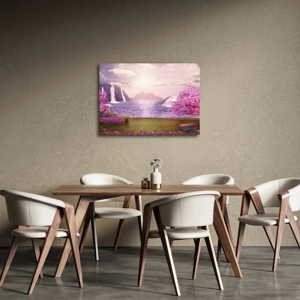 Rózsaszín fák képe fóval (70x50 cm)