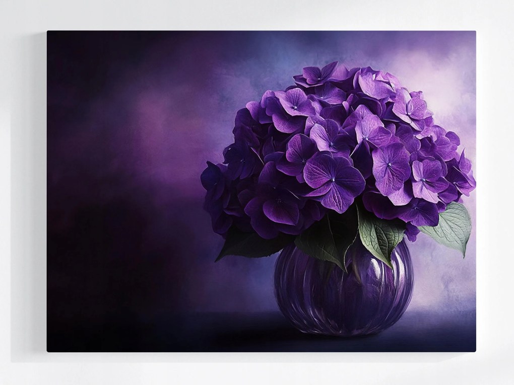 Vászonkép Canvas Lila Hortenzia Virágok Csokor Kompozíció 100x75