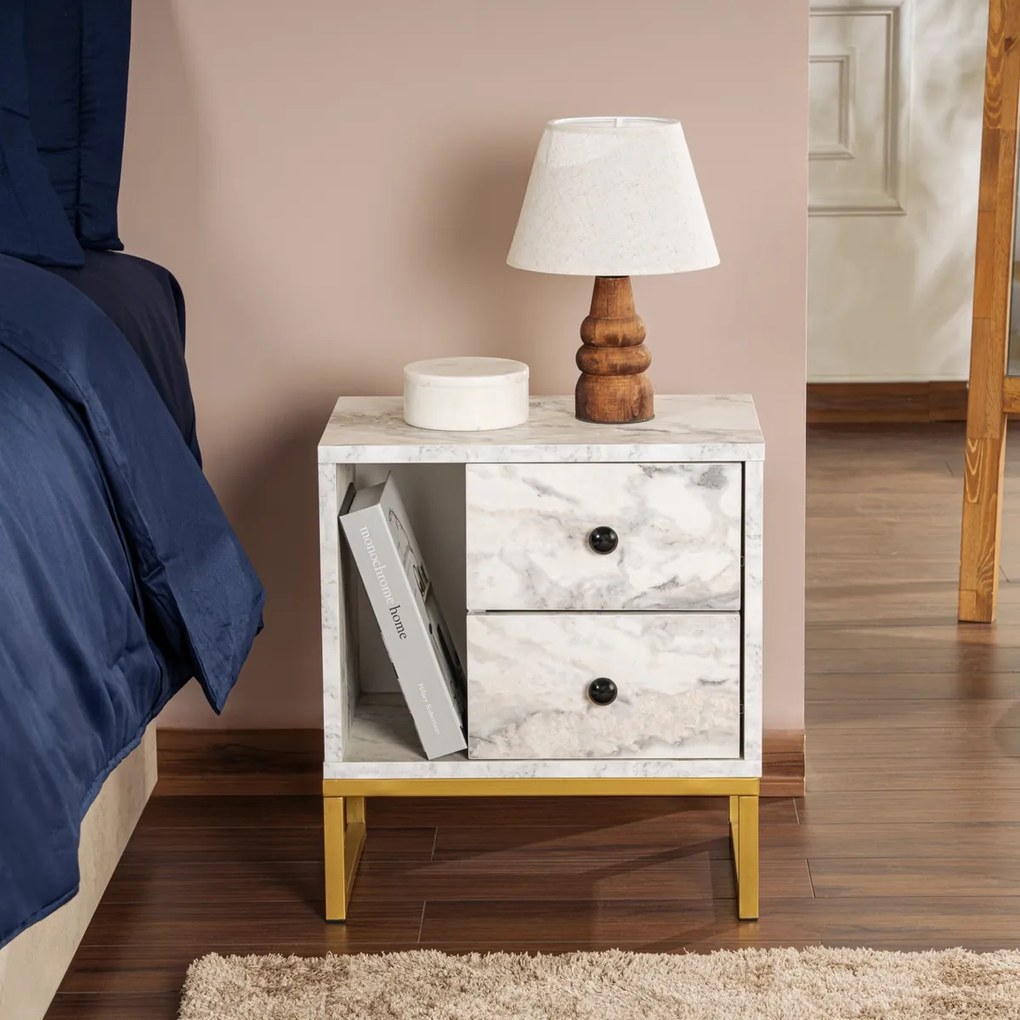 Éjjelis szekrény Glimmer Fressia Marble Gold