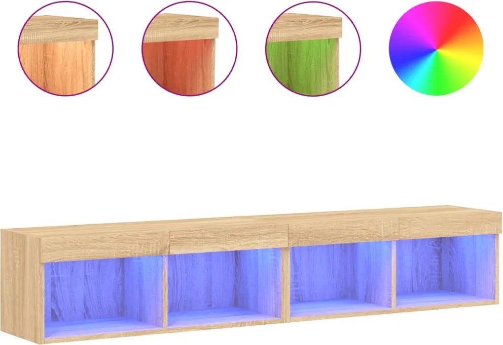 vidaXL 2 db sonoma tölgy színű TV-szekrény LED-ekkel 80x30x30 cm